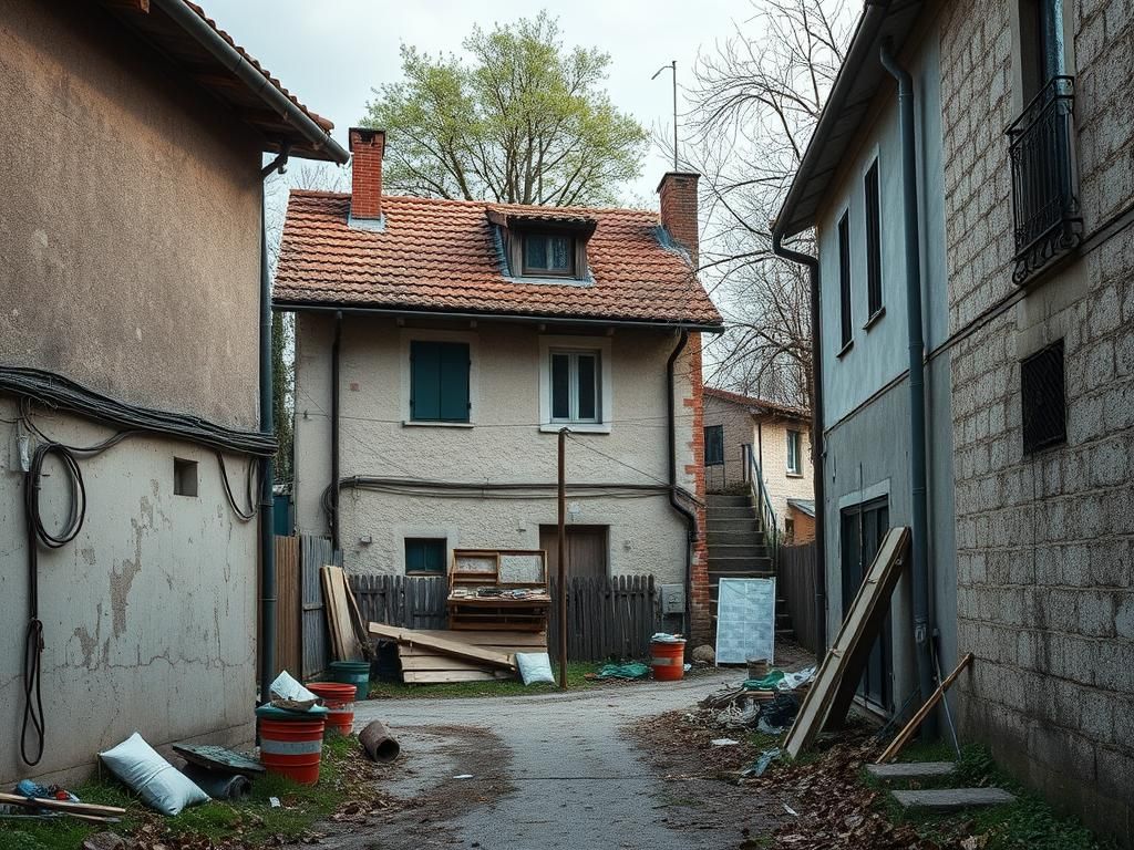 Rischio di caduta da impalcature non ancorate in cantiere residenziale